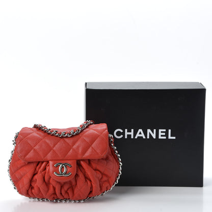 Chanel Washed Lambskin Mini Chain Around Messenger Red 10 of 10