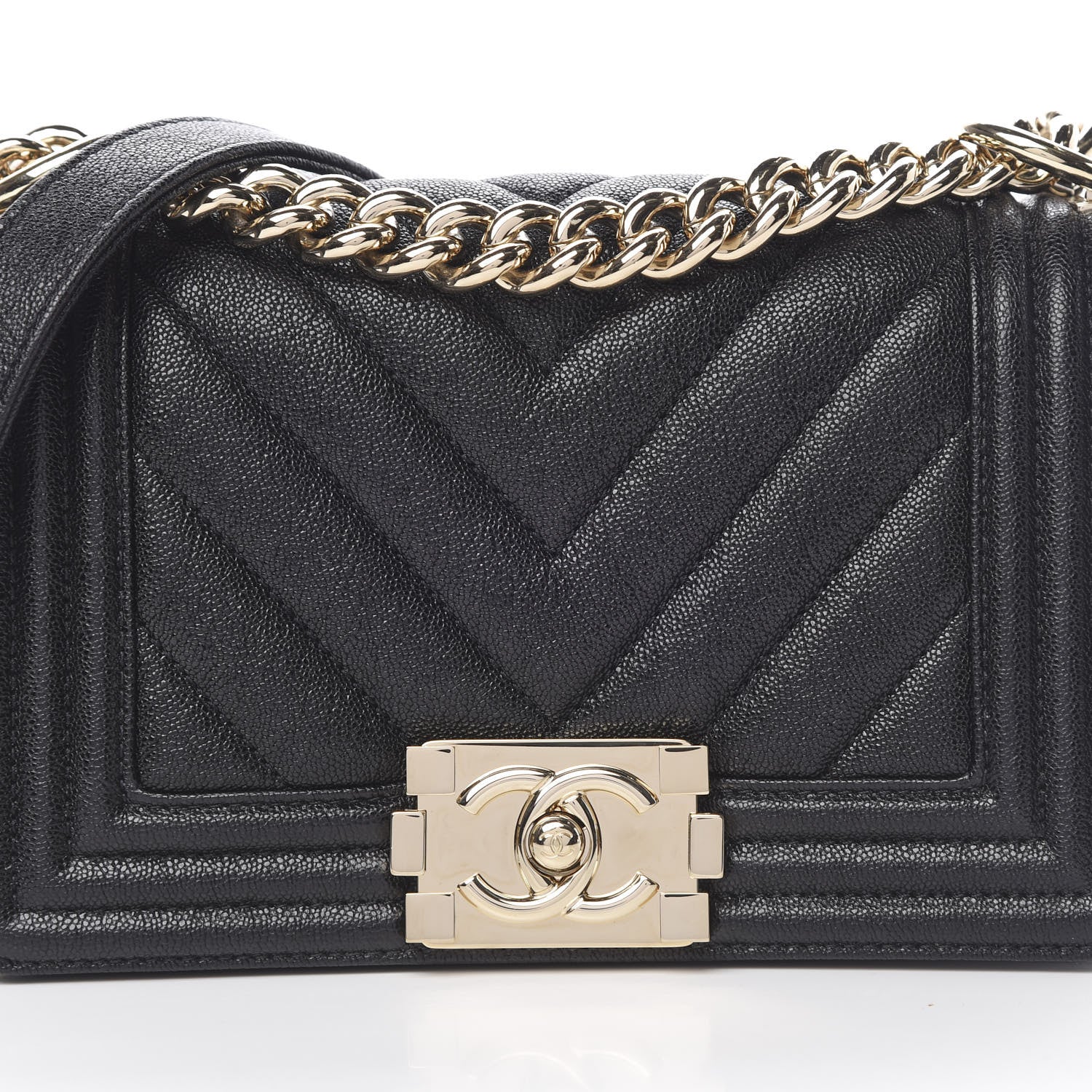 Chanel Caviar Chevron Quilted Small Boy Flap Black 8 of 13