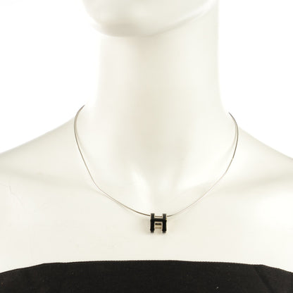 Hermes Silver Lacquered Pop H Pendant Necklace Black 2 of 5
