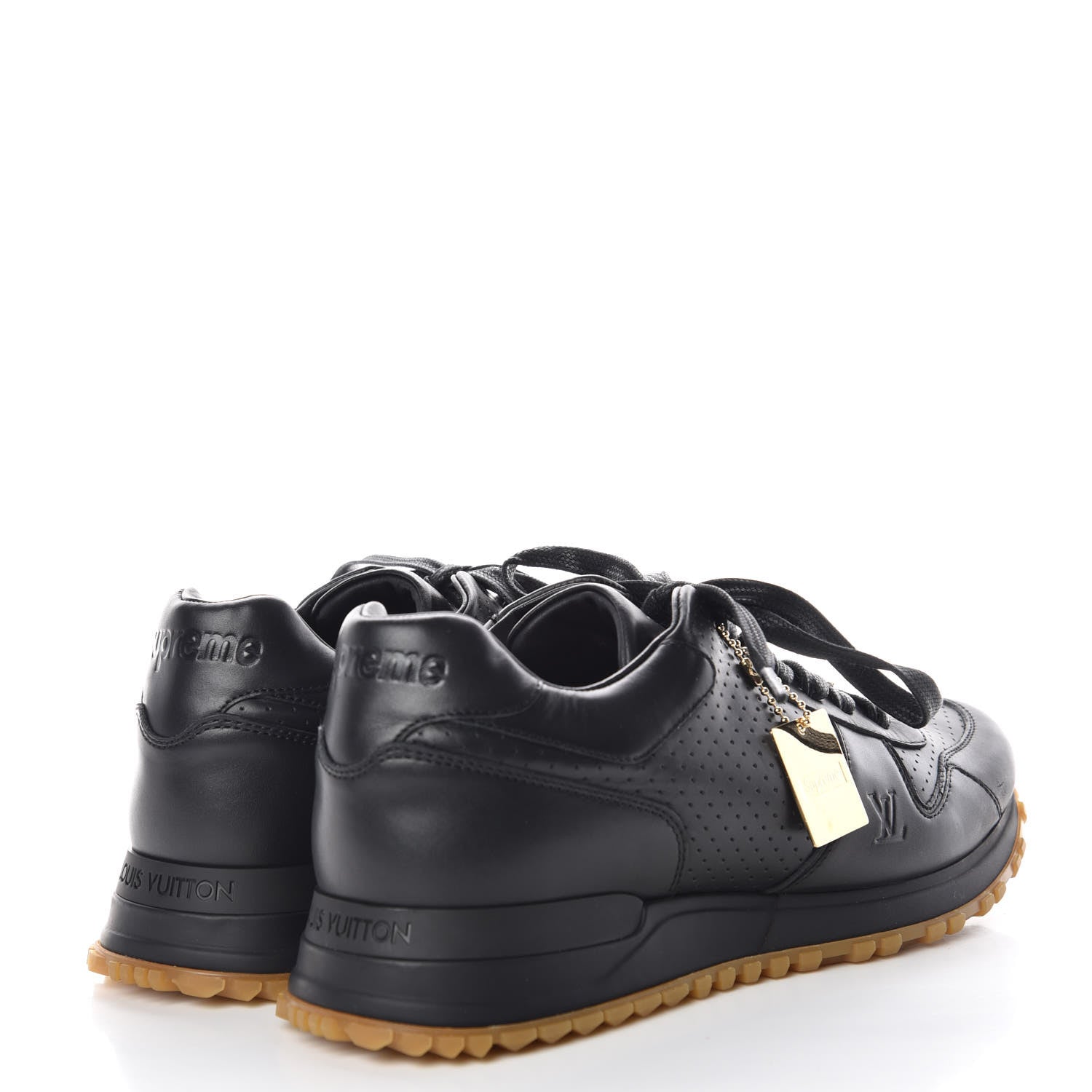 Louis Vuitton X SUPREME Calfskin Run Away Sneakers 6.5 Black 4 of 9