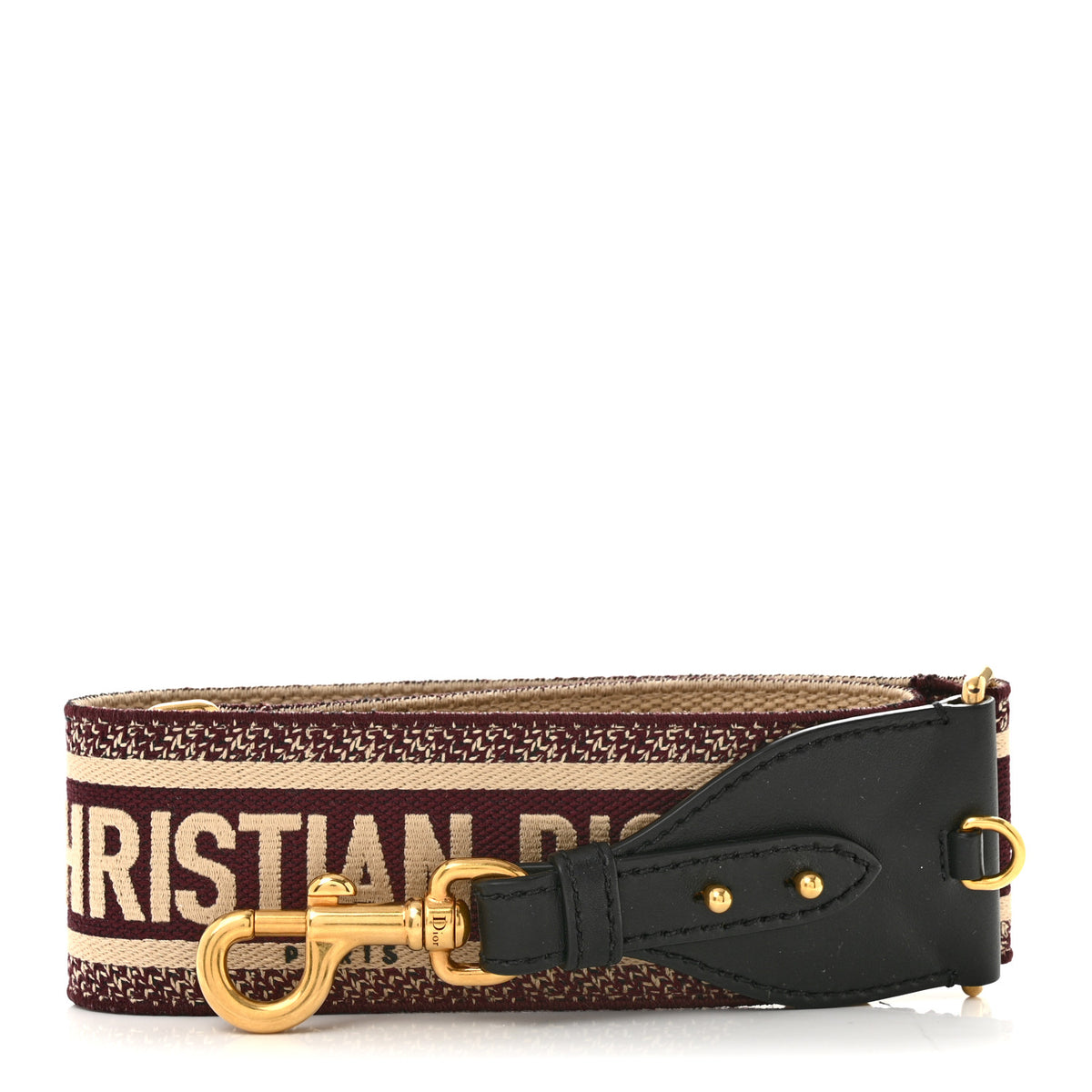Christian Dior Canvas Embroidered Shoulder Strap Burgundy 1 of 6