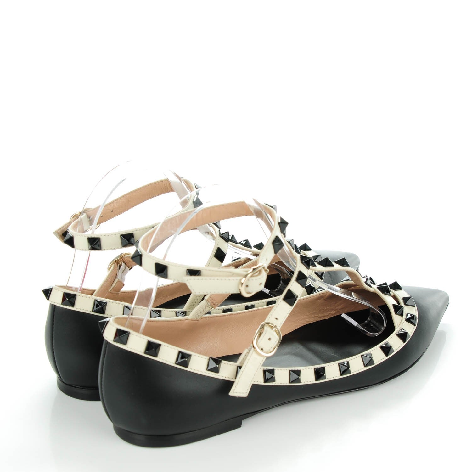 Valentino Garavani Nappa Rockstud Cage Ballerina Flats 39 Black Ivory 4 of 8