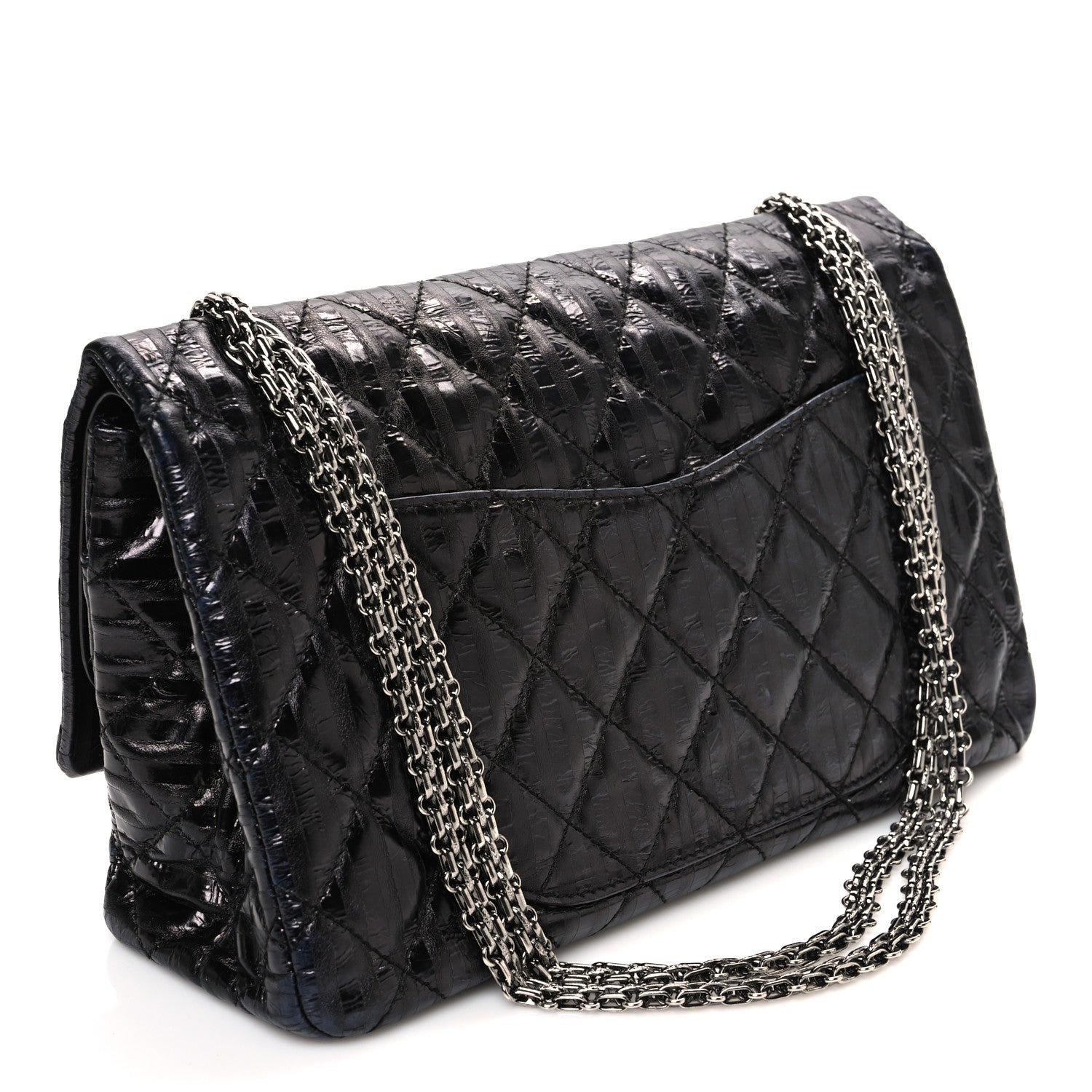 Chanel Metallic Calfskin Striped 2.55 Reissue 227 Flap Black 3 of 10