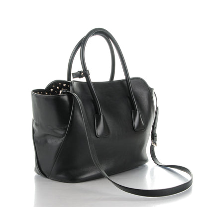Prada Soft Calfskin Large Studded East West Tote Nero Black 3 of 9