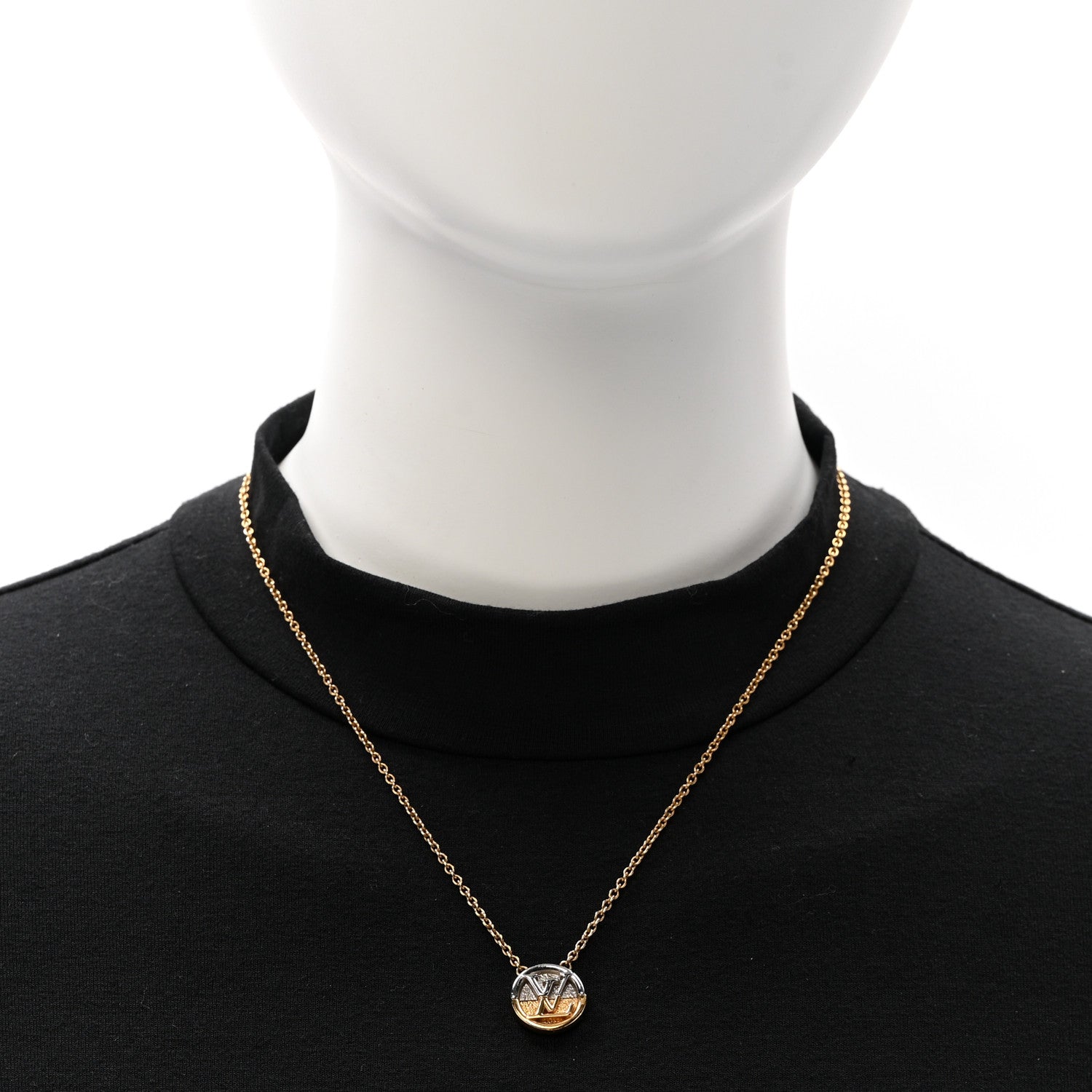 Louis Vuitton Metal L to V Necklace Gold Silver 2 of 7