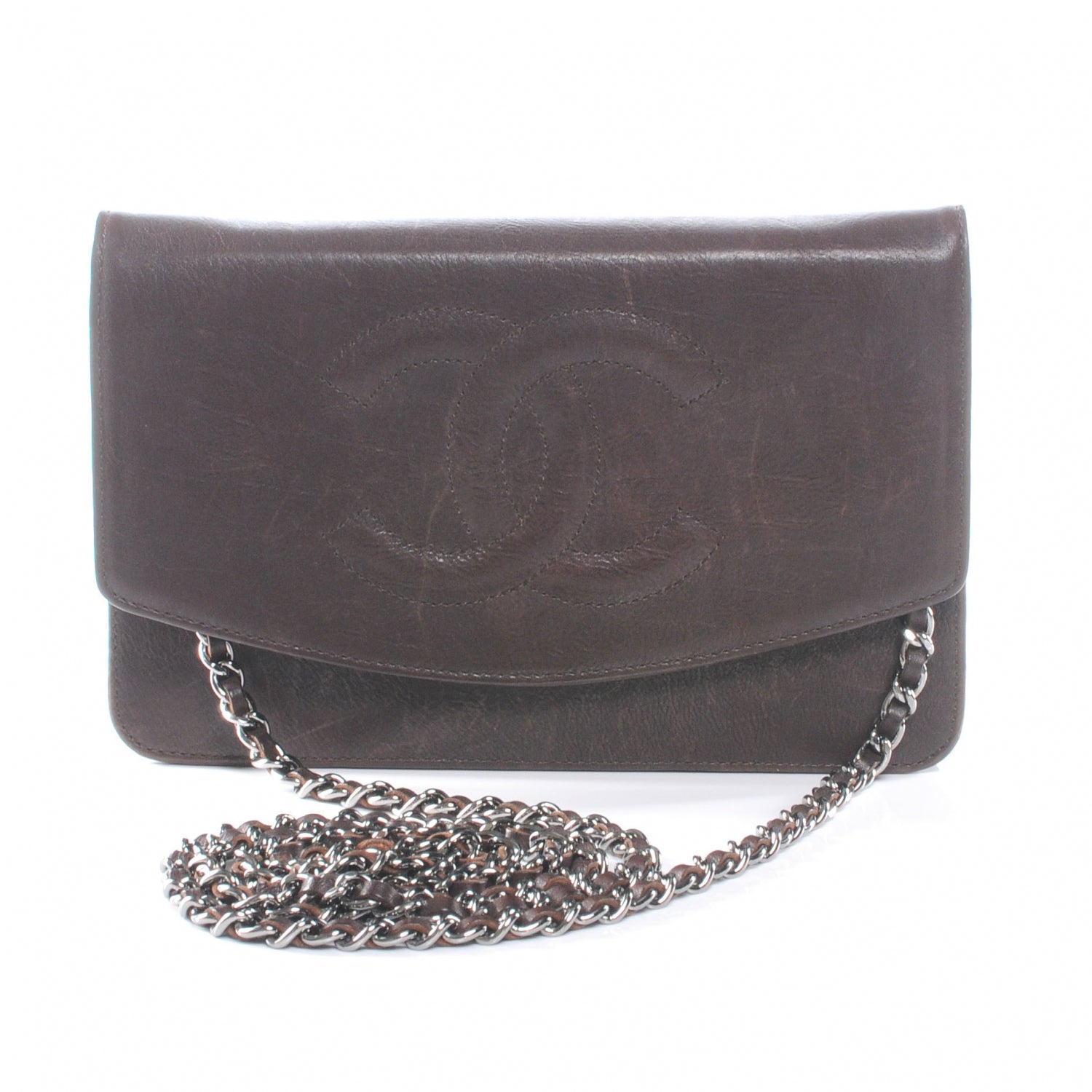 Chanel Calfskin CC Wallet on Chain WOC Brown 5 of 9
