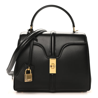 Celine Satinated Calfskin Small 16 Top Handle Bag Black 1 of 9