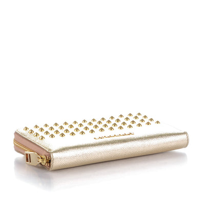 Burberry Metallic Patent Studded Zip Around Wallet Gold 4 of 7