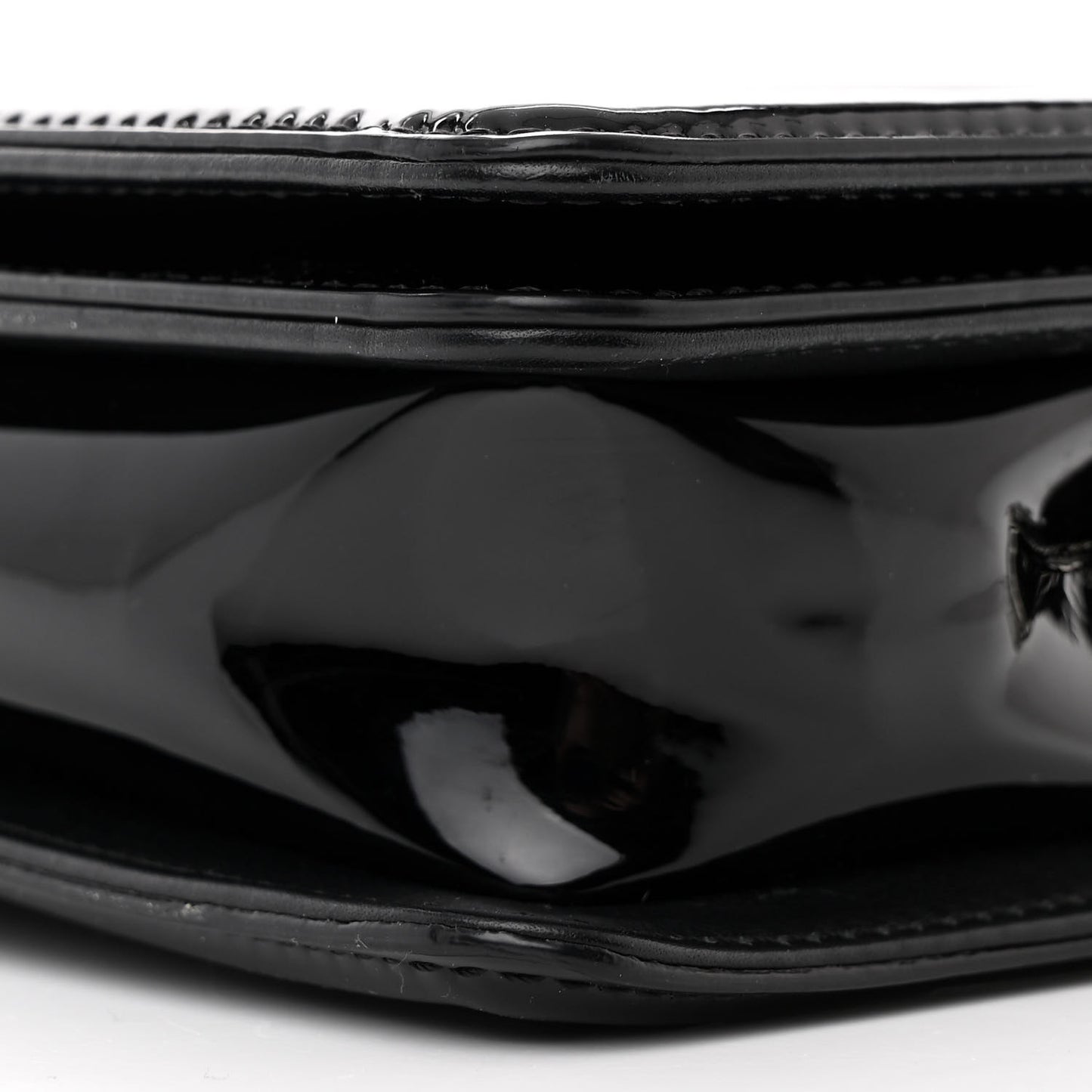 Patent Calfskin Quilted Boy Clutch With Removable Chain Black