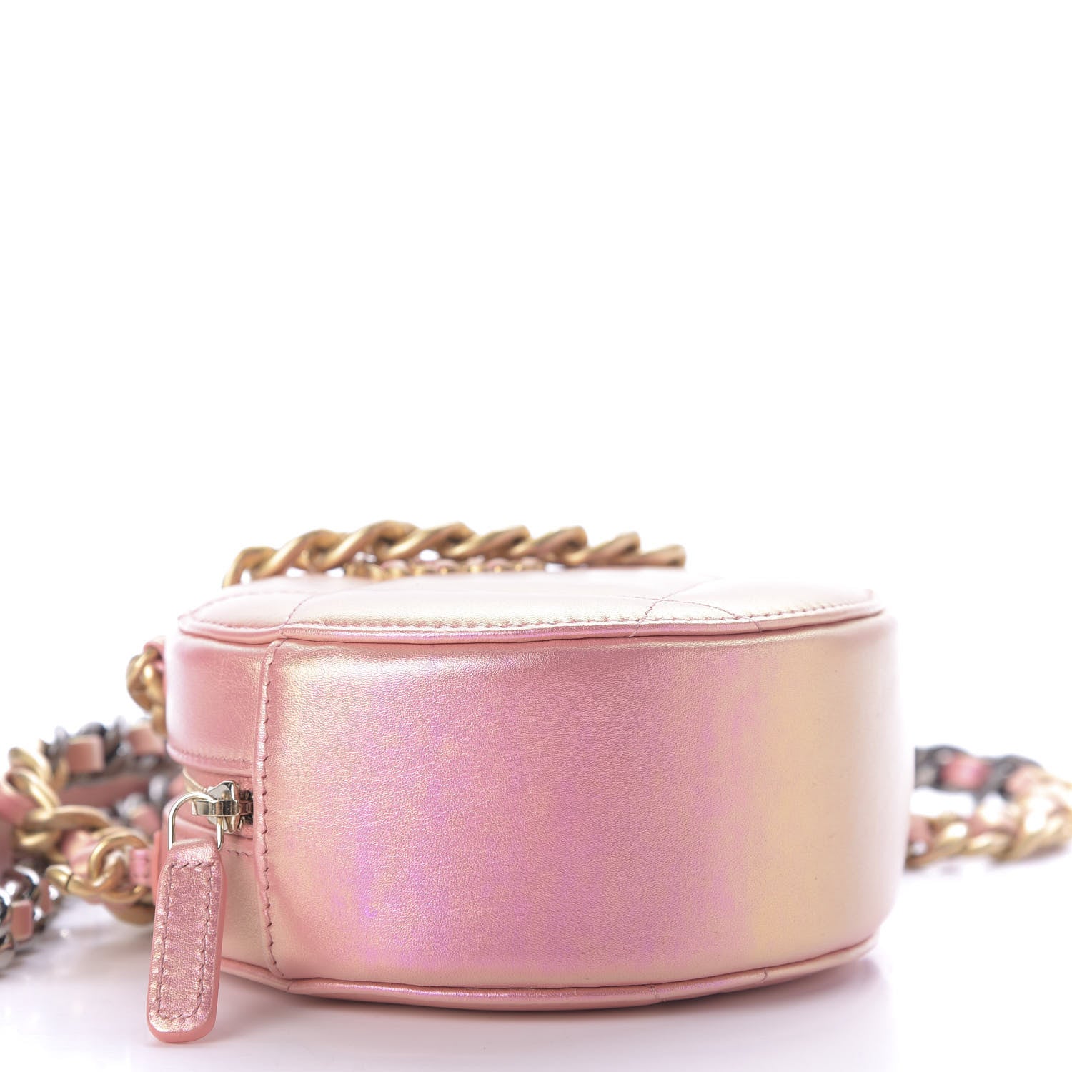 Chanel Iridescent Calfskin Quilted 19 Round Clutch With Chain Pink 4 of 10
