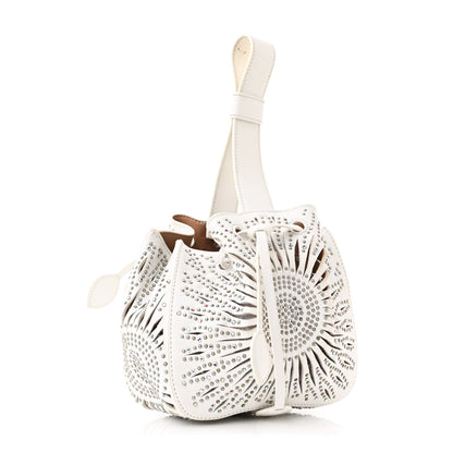 Alaia Calfskin Lux Laser Cut Studded Rose-Marie 19 Bag White 3 of 10