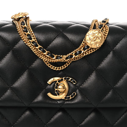 Chanel Lambskin Quilted Mini Medallion Multi Chain Flap Black 7 of 10