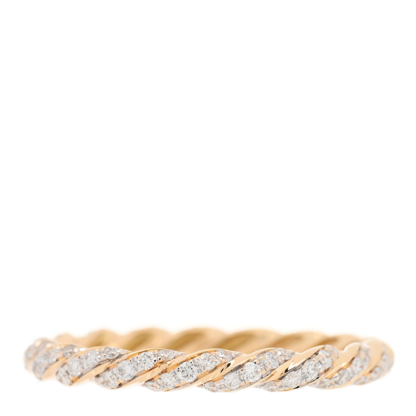 18K Yellow Gold Diamond Pave Petite Band Ring 53 6.5