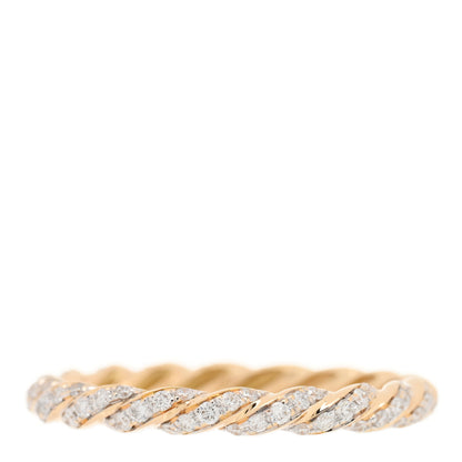 David Yurman 18K Yellow Gold Diamond Pave Petite Band Ring 53 6.5 3 of 4