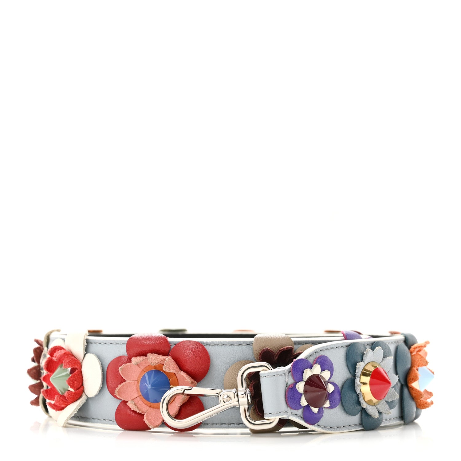 Fendi Vitello Dolce Flowerland Studded Strap You Polvere Black Multicolor 1 of 6