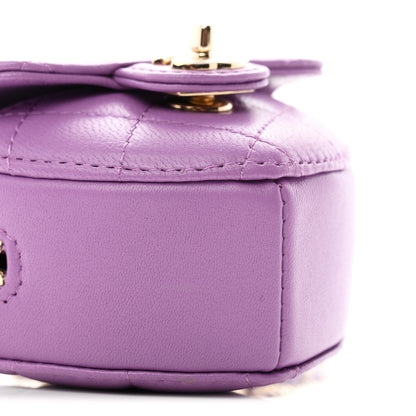 Chanel Lambskin Quilted CC In Love Heart Waist Belt Bag With Chain Purple 9 of 11