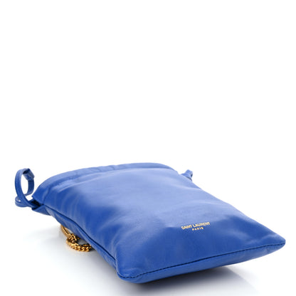 Saint Laurent Lambskin Paris Drawstring Pouch Bleu Majorelle 4 of 10