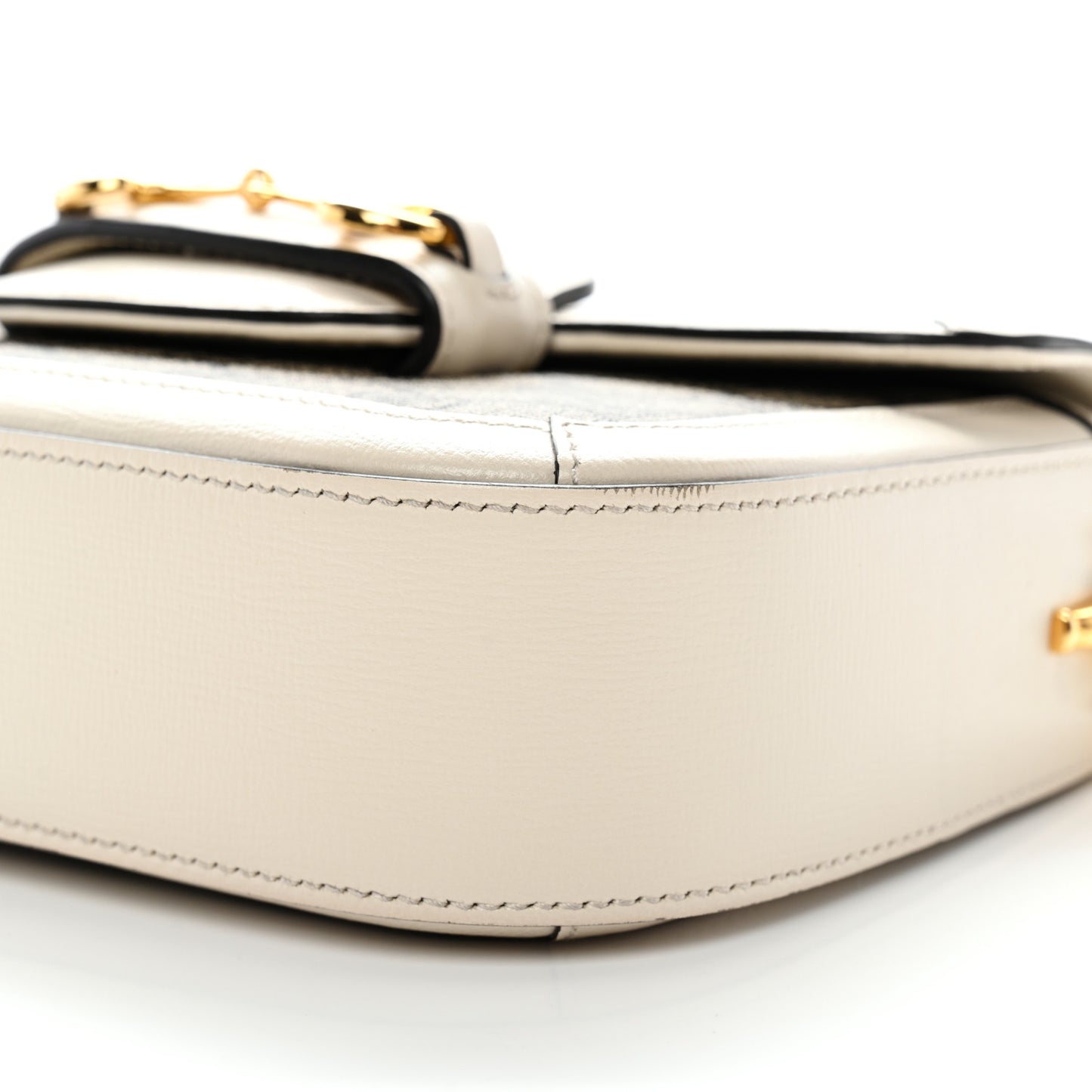 GG Supreme Monogram Web Mini Horsebit 1955 Shoulder Bag Beige Mystic White