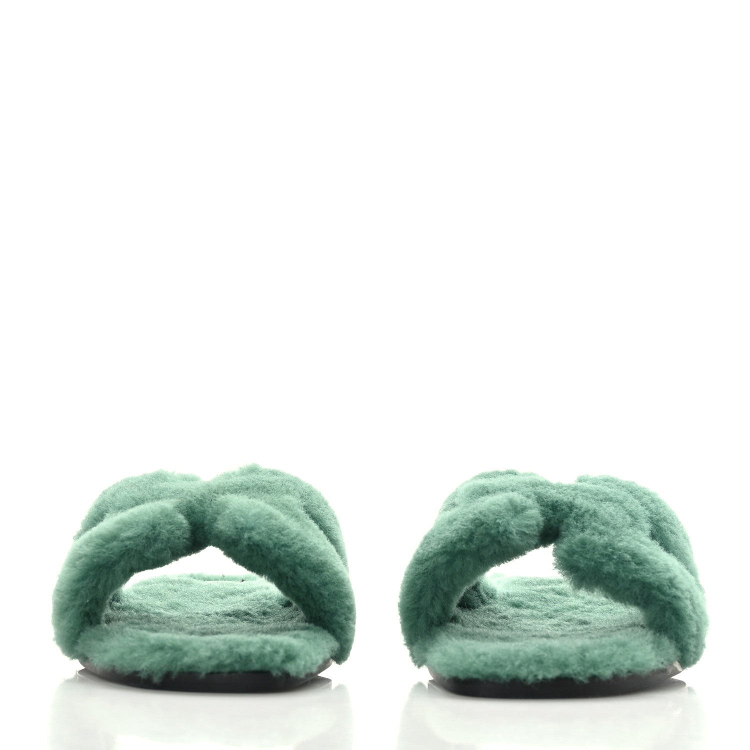 Hermes Woolskin Oran Sandals 37.5 Vert Anglais 2 of 7