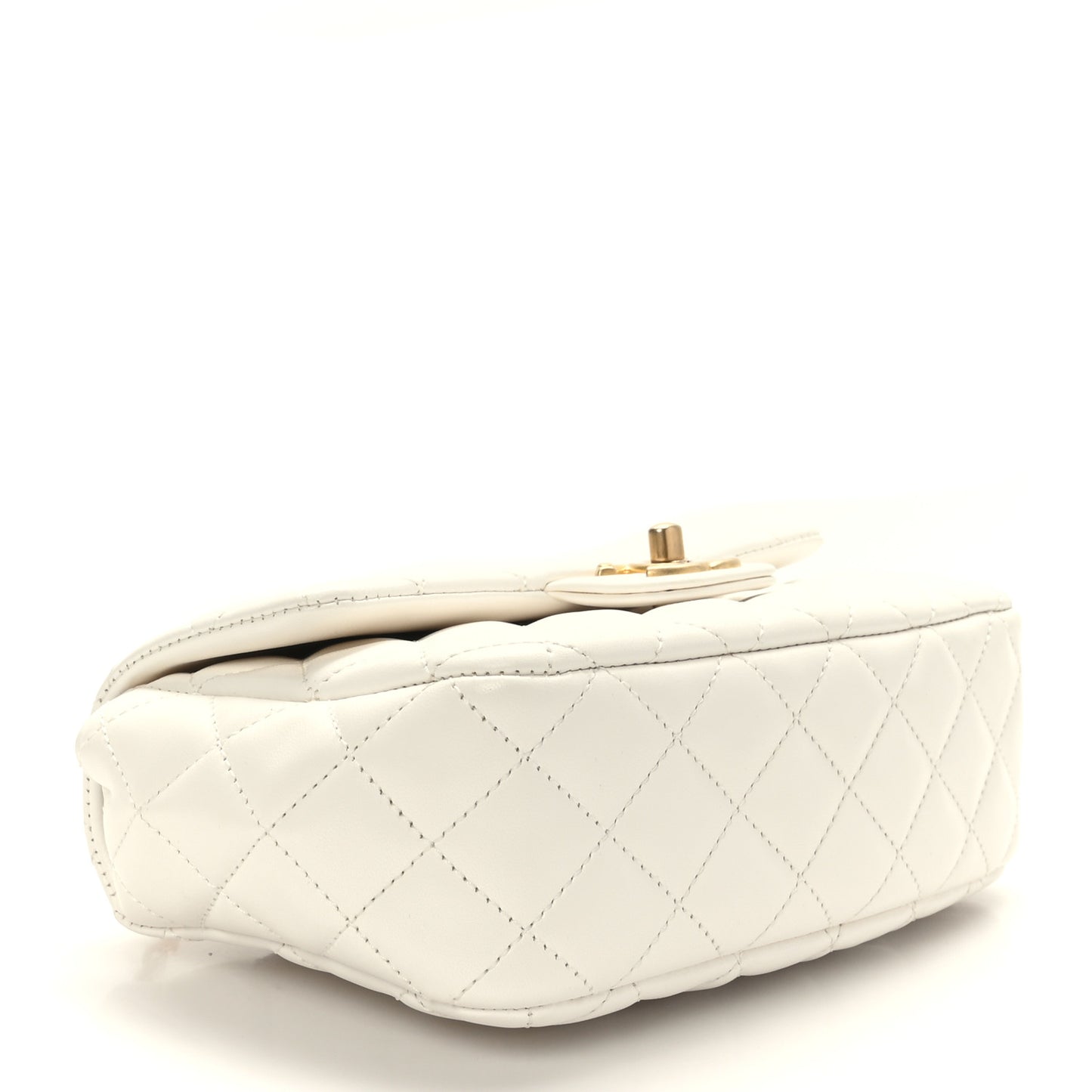 Lambskin Enamel Quilted Small Coco Hearts Square Flap White