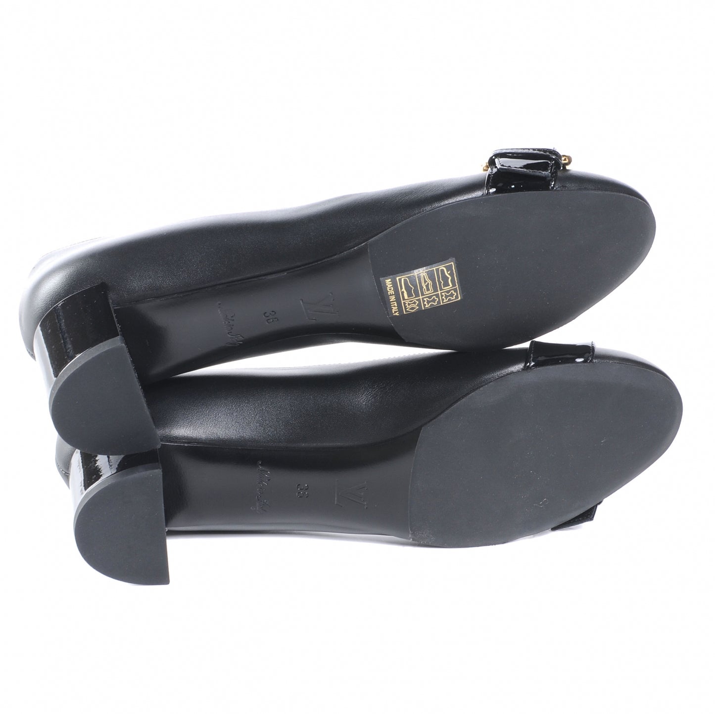 Leather Buckle Heels 36 Black