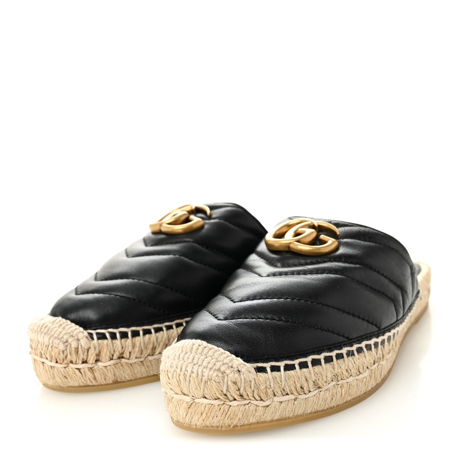 Gucci Nappa Matelasse GG Marmont Espadrille Slippers 36 Black 4 of 10