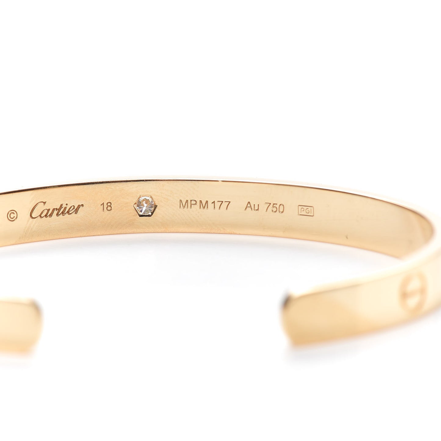 18K Yellow Gold 1 Diamond LOVE Cuff Bracelet 18