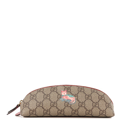 Gucci GG Supreme Monogram Cat Pencil Case Beige Ebony 1 of 11