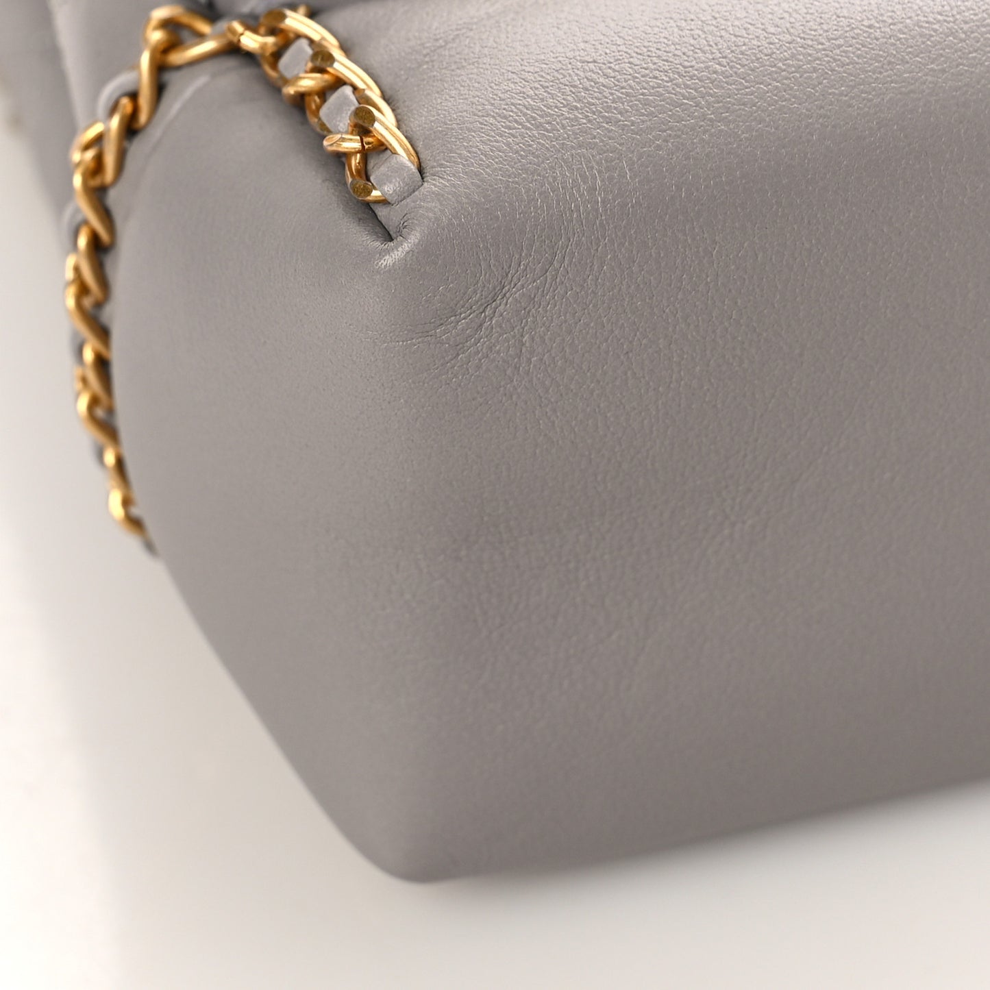 Calfskin Stitched Chain Flap Grey