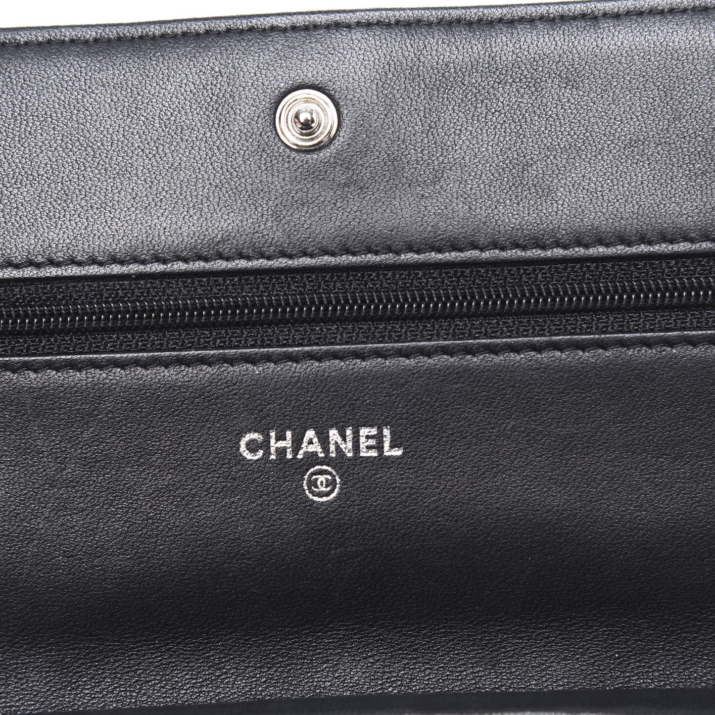 Lambskin Camellia Embossed Wallet on Chain WOC Black