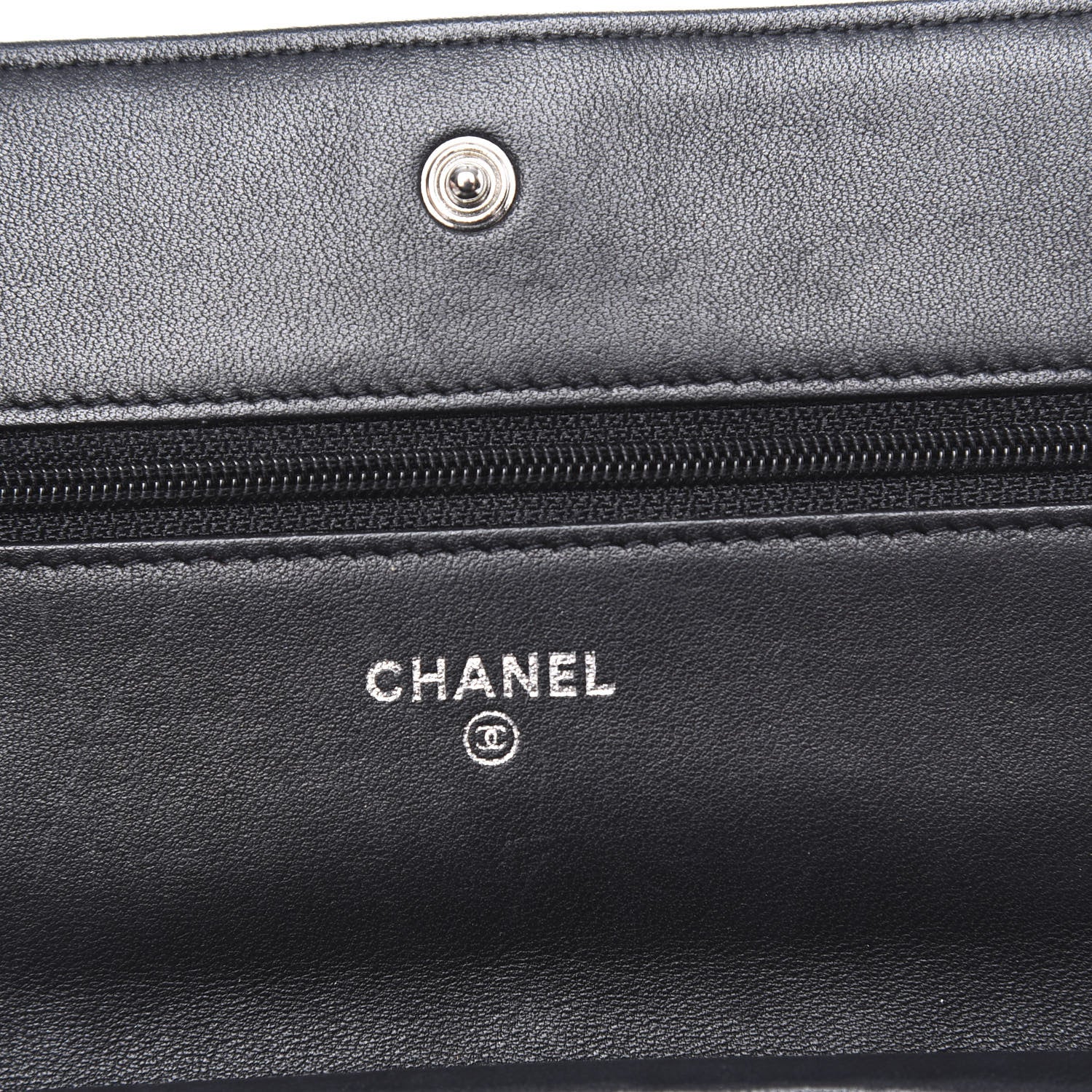 Chanel Lambskin Camellia Embossed Wallet on Chain WOC Black 5 of 13