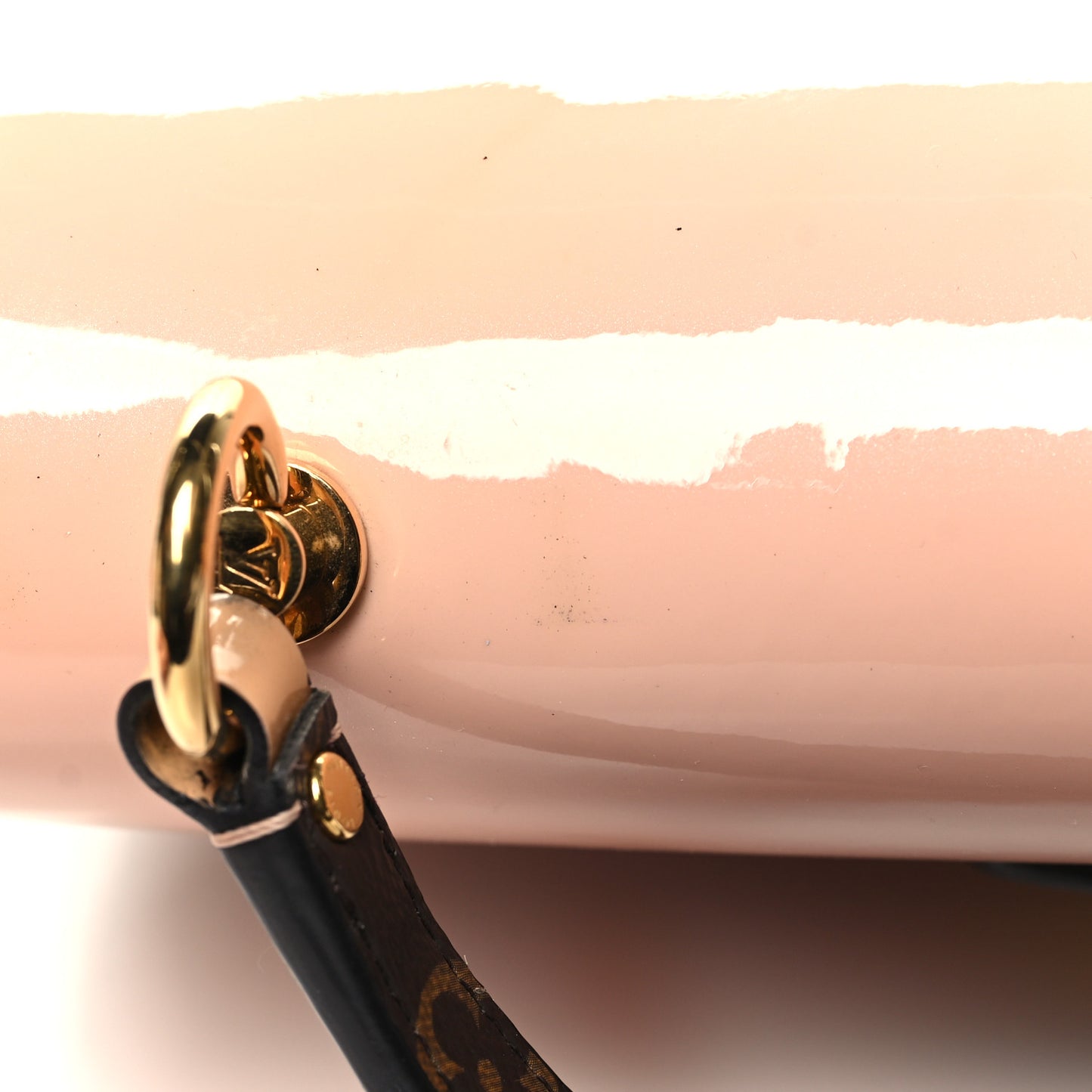 Patent Calfskin Monogram Cherrywood PM Rose Ballerine