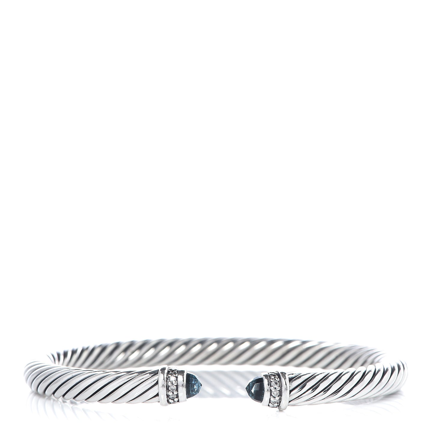Sterling Silver Diamond Blue Topaz 5mm Cable Classics Bracelet