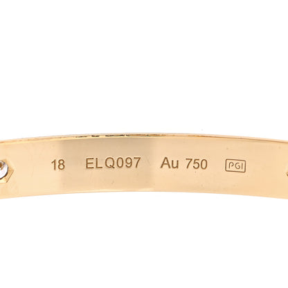 Cartier 18K Yellow Gold 4 Diamond LOVE Bracelet 18 6 of 8