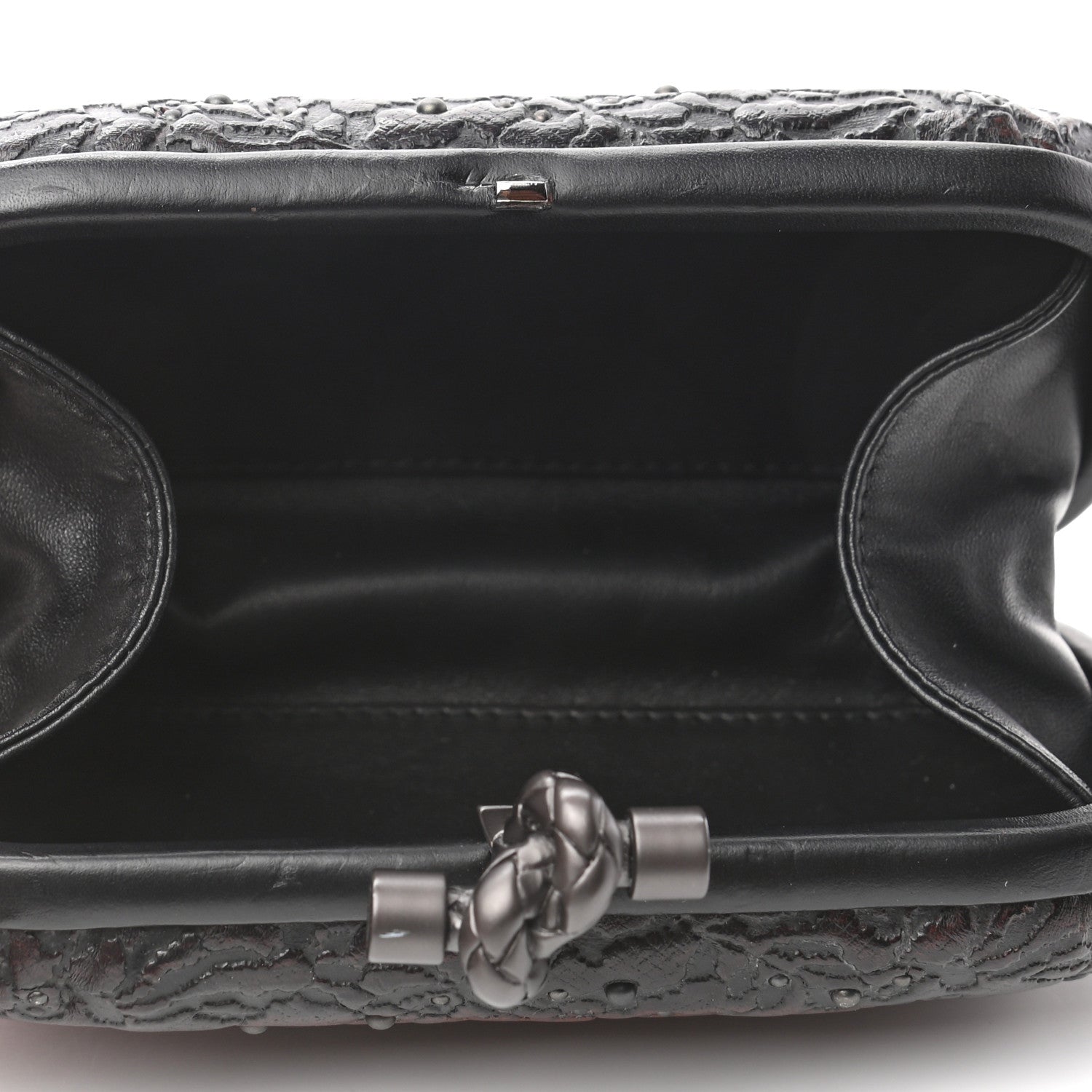 Bottega Veneta Calfskin Embossed Studded Knot Clutch Cioccolato 5 of 6