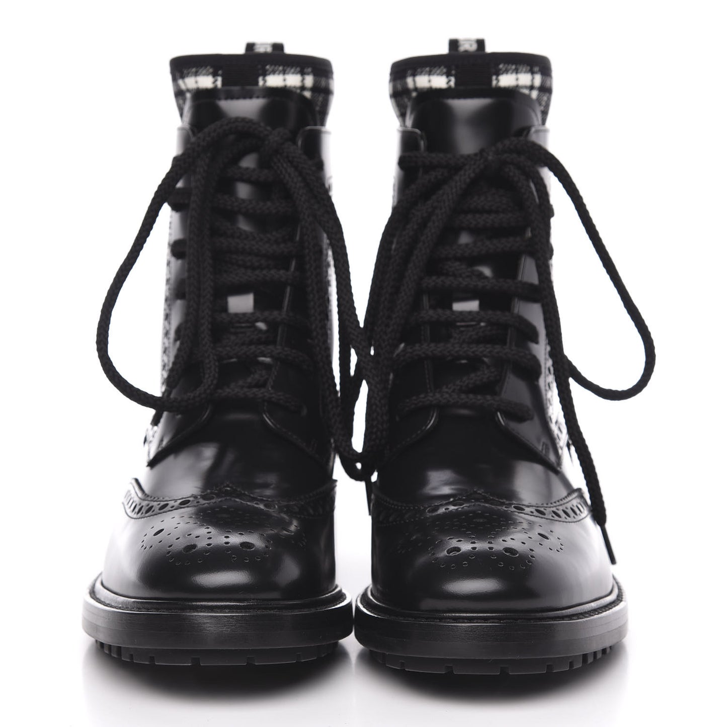 Calfskin D-Order Lace-Up Low Boot 37.5 Black White