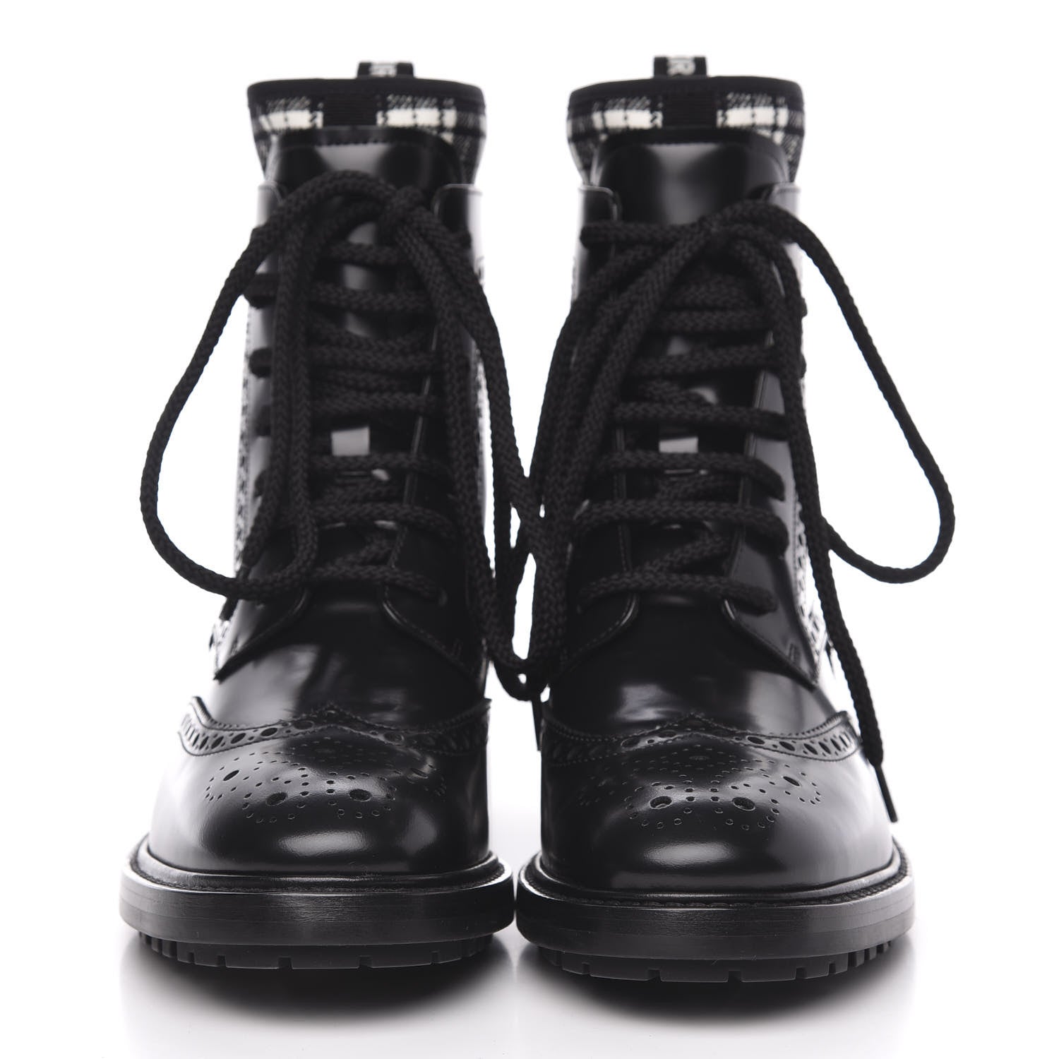 Christian Dior Calfskin D-Order Lace-Up Low Boot 37.5 Black White 2 of 7