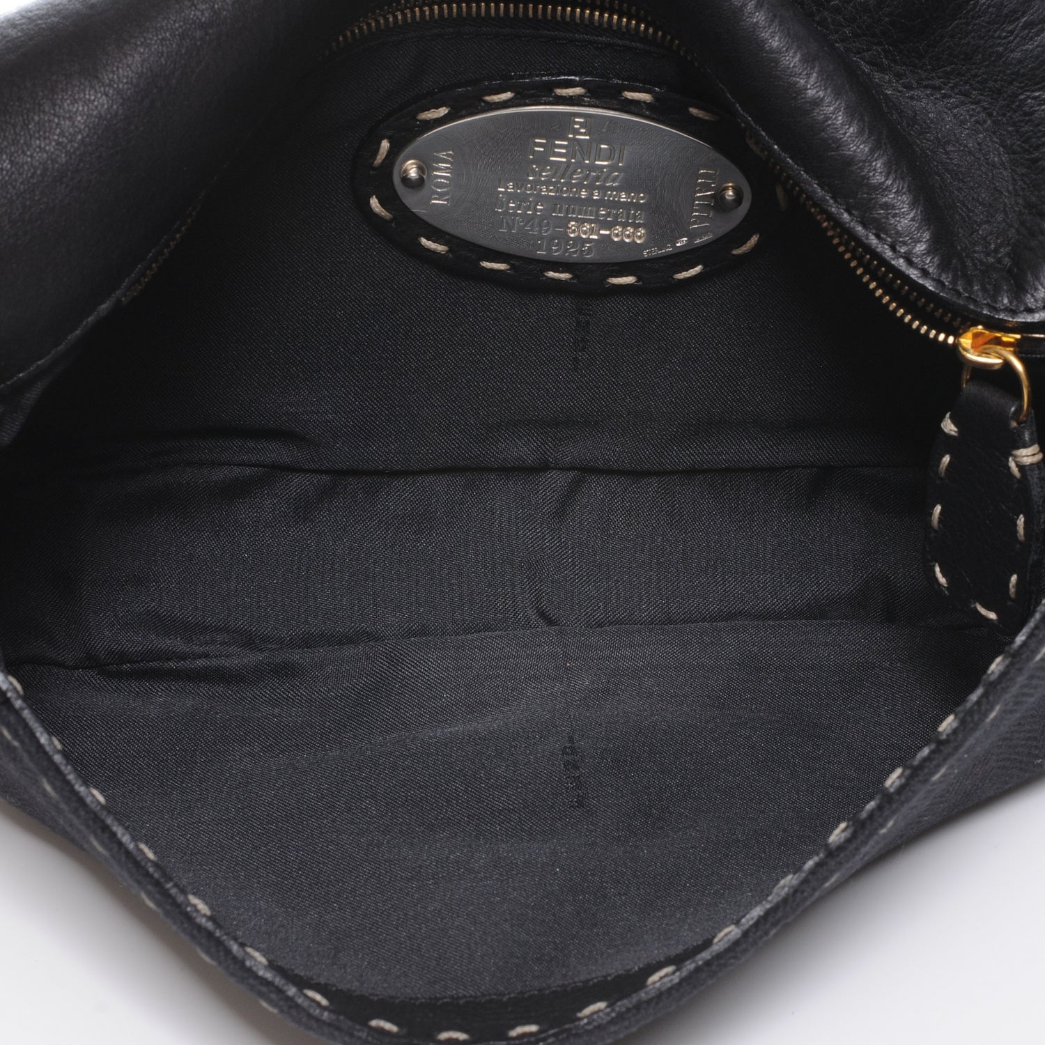 Fendi Canvas Calfskin Romano Selleria Studded Baguette Black 6 of 8