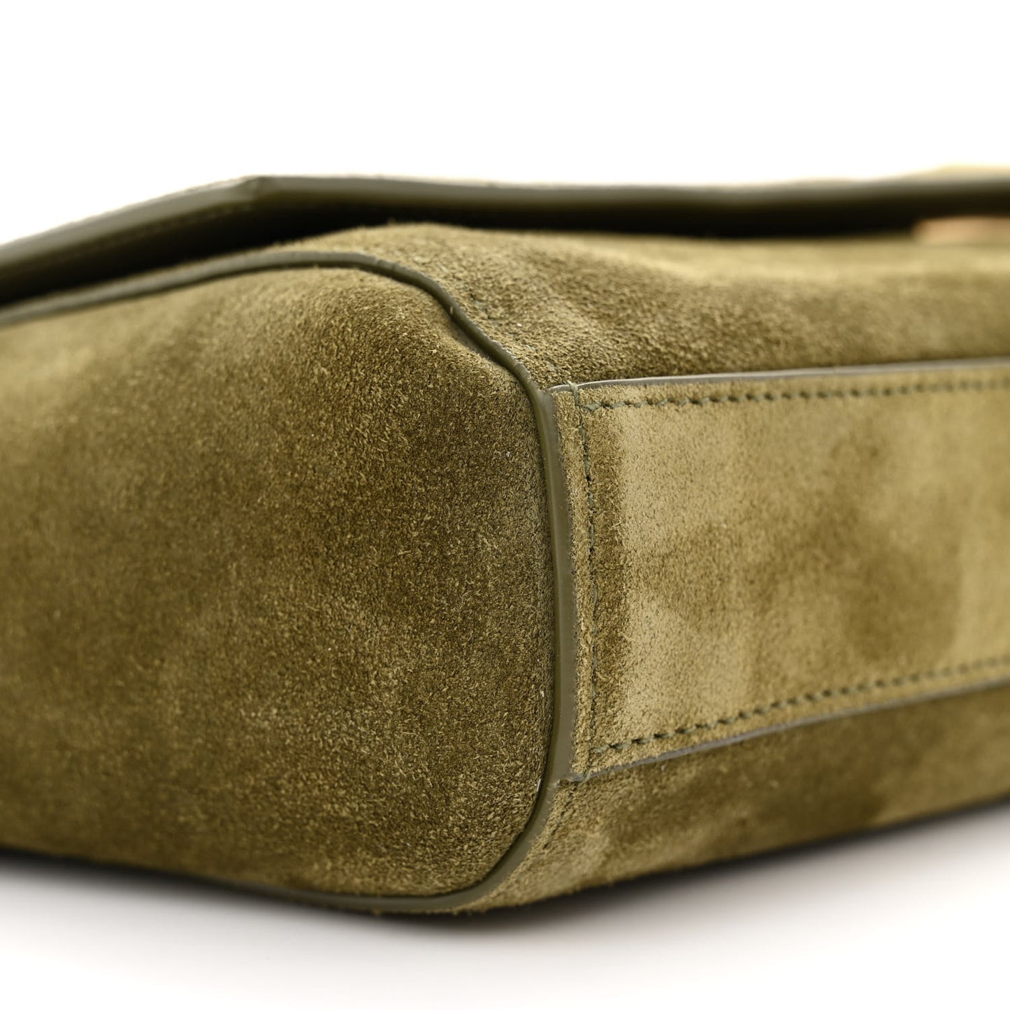 Smooth Calfskin Suede Medium Reversible Monogram Kate Satchel Loden Green