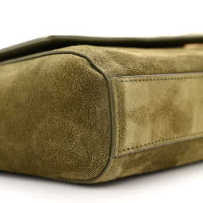 Saint Laurent Smooth Calfskin Suede Medium Reversible Monogram Kate Satchel Loden Green 14 of 17