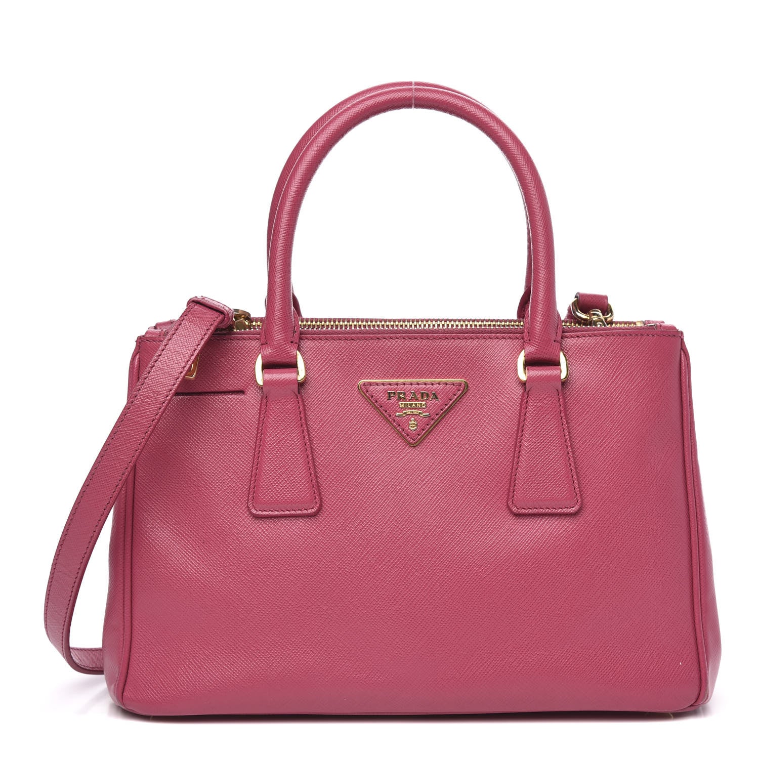 Prada Saffiano Mini Galleria Double Zip Tote Peonia 1 of 12