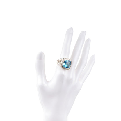 David Yurman Sterling Silver Diamond Blue Topaz 14mm Albion Ring 54 7 2 of 4