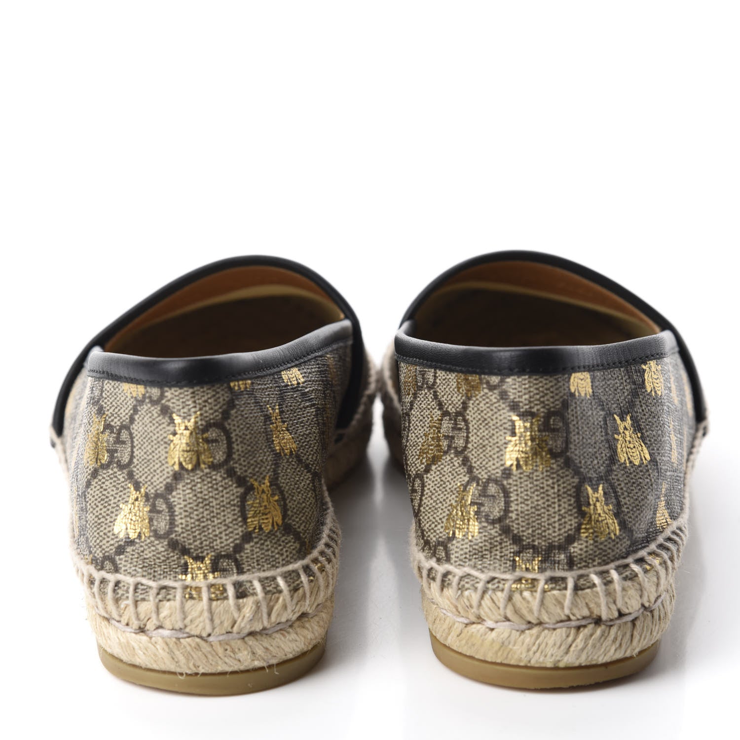 Gucci GG Supreme Monogram Bees Espadrille Flats 36.5 Beige Ebony Oro Black 5 of 11