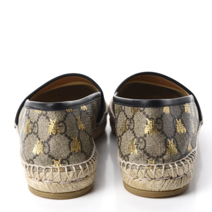 Gucci GG Supreme Monogram Bees Espadrille Flats 36.5 Beige Ebony Oro Black 5 of 11