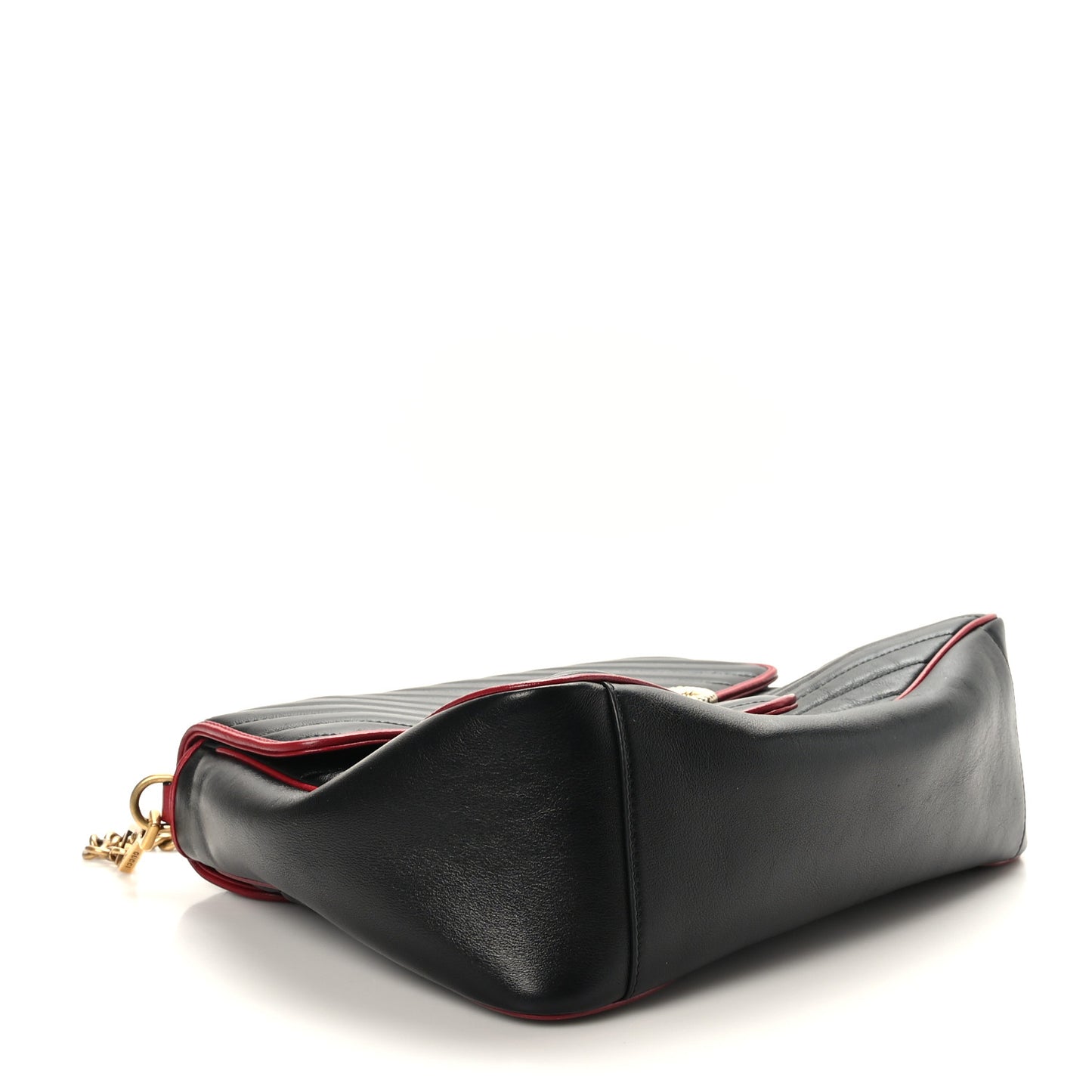 Vintage Effect Calfskin Matelasse Diagonal Medium Torchon GG Marmont Top Handle Shoulder Bag Black Romantic Cherry