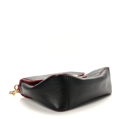 Gucci Vintage Effect Calfskin Matelasse Diagonal Medium Torchon GG Marmont Top Handle Shoulder Bag Black Romantic Cherry 8 of 17