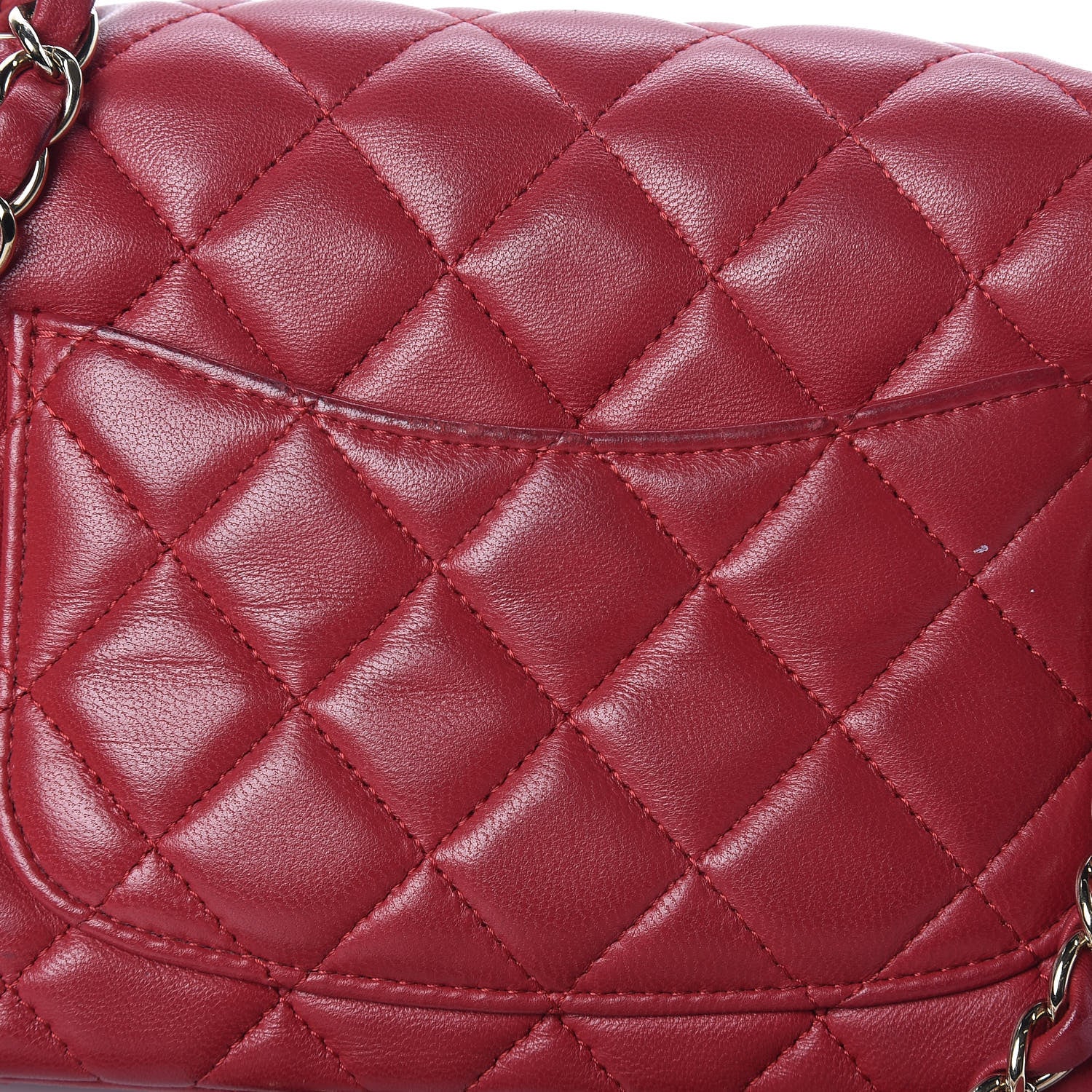 Chanel Lambskin Quilted Mini Rectangular Flap Red 12 of 17