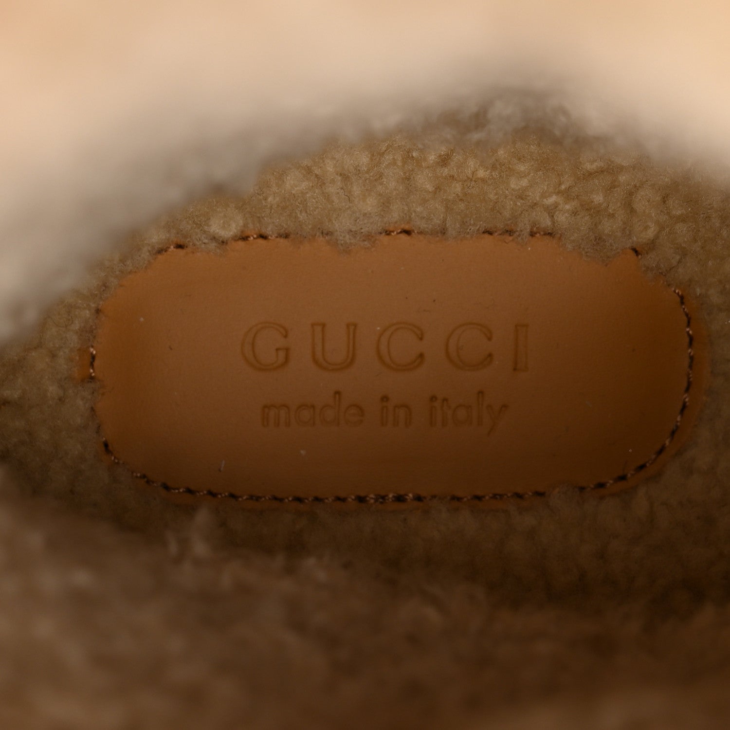 Gucci Covered Wool Monogram Textured Dollar Calfskin Shearling Horsebit Snow Boots 38.5 Underwood Blue Hazel Brown 8 of 9