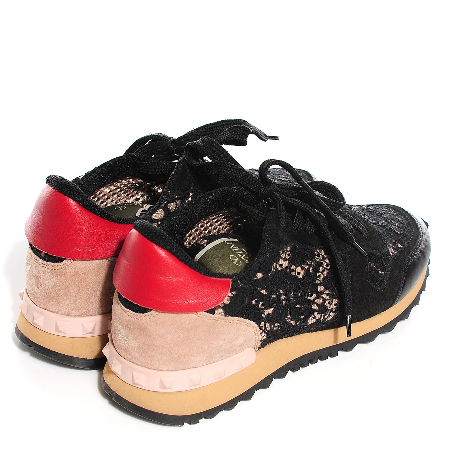 Valentino Garavani Macrame Lace Suede Womens Rockrunner Sneakers 36 Black 4 of 8