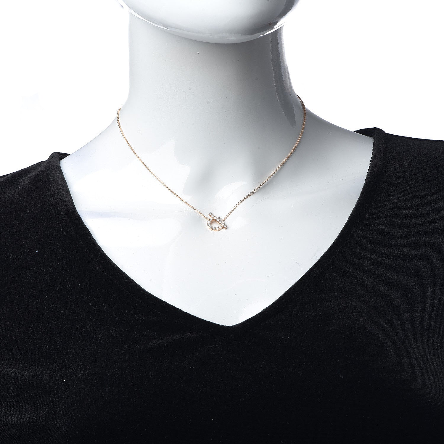 Hermes 18K Rose Gold Diamond Finesse Pendant Necklace 2 of 7